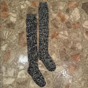 Gray Knit Knee High Socks
